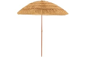 GIANTEX Sombrilla Hawaiana con Diámetro de 175 cm, Sombrilla de Playa de Paja Artificial, sin Base, Parasol Inclinable para Jardín, Playa, Terraza