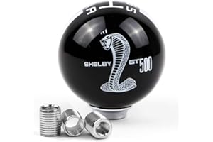 Dreamseek for Ford Mustang Car Gear Shift Knob 5 Speed Cobra Logo Manual Handle Ball (Black & White)