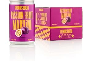 The Drinks Bureau Passion Fruit Martini Cocktails Ready to Drink Cans, Made with Vodka, Passion Fruit, Vanilla & Lime, Pre-Mixed & Ready To Drink (ABV 10%), Vegan & Allergen Free, 4 x 150ml