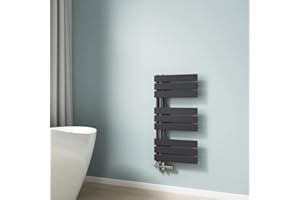 EMKE Scaldasalviette termoarredo piatto, Termoarredo da Bagno, 762 x 400 mm, Antracite colore, collegamento laterale, 342W, radiatore scaldasalviette ad acqua calda