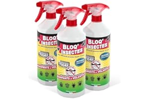 BLOQ'INSECTES Barrage aux Insectes Lot de 3L | Pulvérisateur Anti Insecte intérieur extérieur | Élimine moustiques,Fourmis,Mouches