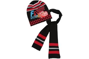 FLASH MC QUEEN Ensemble Echarpe et Bonnet Enfant garçon Cars Disney Noir et Gris de 3 à 9 Ans