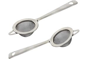 EROVITE 2 Pcs Tea Strainer Fine Mesh – Stainless Steel Tea Infuser with Handle for Loose Leaf Tea, Spices, Herbs, and Coffee, Ultra-Fine Sieve Filter, Reusable & Easy to Clean Tea Filter Set for Cups & Pots