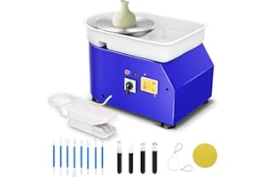 MINENICE Elektrische Töpferscheibe Maschine, 25cm 350W Formmaschine Ton Werkzeug mit Fußpedale Keramikformmaschine Tonformwerkzeug für Erwachsene,DIY,Töpferanfänger,Töpferstudio (Blau)