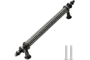 Decoranddecor Vandon Vintage Traditional Cabinet Pull Handles Country Style Classic - Zinc - (128mm Hole Center, Antique Silver)