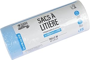 Love Story, Rouleau de 15 Sacs pour Bac à Litière avec Poignées Polyethylene 84 x 45 cm