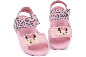 Disney Minnie Maus Sandalen Kinder Kleinkinder | Mädchen Leopard Animal Print Rosa Schieber mit stützendem Riemen | Rosa Sommerschuhe Schuhe