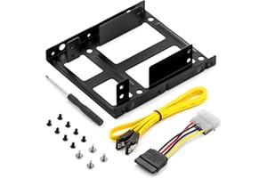 deleyCON Ramek Montażowych Set - dla 2x 2,5" Dysków Twardych SSD do Adaptera 3,5" Zdejmowana Rama Rama Montażowa Wspornik Szyny ze Śrubami Kabel SATA Zasilacz i Śrubokręt