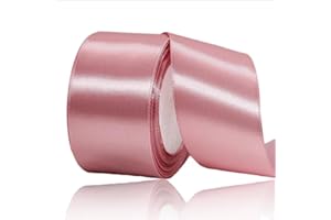 ASALZBOAY Geschenkband Roségold 50 mm Breit,23 Meter Satinbänder Rose Rosa Stoff Schleifenband Kunsthandwerk,Hochzeitsdekoration, Weihnachten, Haarbögen, Blumensträuße, Geburtstag und Geschenkverpackung