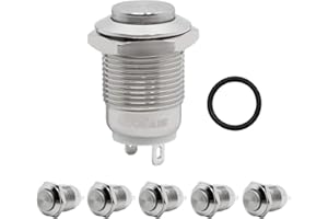 Coolais 5 Stücke mini drucktaster 1NO taster wasserdicht momentaner schalter 12mm push button metall Drücken Taster kleine druckknopf elektronik 3a 12V 24V 230V 250V PBSM-02