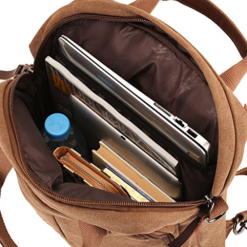HongyuTing Vintage Canvas Laptop (14 Zoll) Rucksack Business Aktenkoffer College School Rucksack / Umhängetasche - 6
