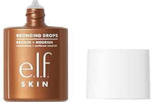e.l.f. SKIN Bronzing Drops Poudre bronzante liquide pour le visage et la peau, crée une brillance embrassée par le soleil, avec vitamine E, végétalien et sans cruauté envers les animaux, or rose