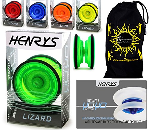 Henrys LIZARD Pro Yo-Yos, Beginners YoYo's With Yo Yo String, Book Of Tricks & Travel Bag! (Red)