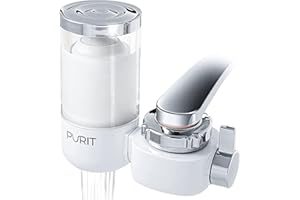 PURIT - Filtre eau robinet, purificateur charbon actif eau pour cuisine anti-calcaire, filtre de robinet microfiltration