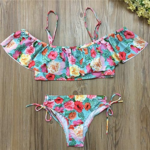 xinhao Swimsuit Bikini The New Swimsuit Split Word Printing Sweet Leaf Bikinis Tether Shoulder Charge,M
