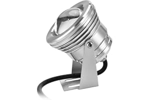GARSENT Luci a LED da Immersione, 12V 10W RGB LED IP65 Lampada da faretto per Acquario Impermeabile con Telecomando per Paesaggio, Piscina, Stagno, Acquario, ECC.(Argento)