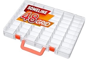 SOMELINE Assortment Box Sorting Box Sturdy Assortment Box Adjustable Carrying Handle Tool Box with Fixed Compartment Division for Small Parts Nails Sewing Utensils Screws Sorting Box 48 Compartments