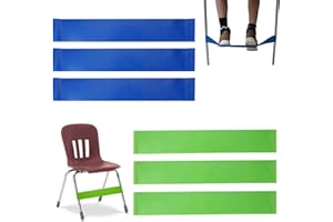 KINETICKRAFT 6 Pieces Bande de Chaise Extensible pour Enfants, Élastique Chaise Tdah, D'exercice Extensibles en Caoutchouc, Bandes Elastiques pour Pieds, Bandes Élastiques pour Adolescents, Enfants (Vert, Bleu)
