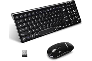 LeadsaiL KF29 Wireless Keyboard and Mouse Set, Wireless USB Mouse and Compact Computer Keyboards Combo, QWERTY UK Layout for HP/Lenovo Laptop and Mac-Black
