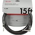 Fender"Professional Series Câble Instrument - 4.5m - Droit,Angle - Noir, épais, Souples et Robustes, Son Sans Aucun Bruit Parasite