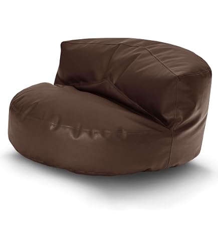 XXL Sitzsack Mit Hocker Braun – 95x95x120 Cm, Mit Füllung, Aus Öko-Leder, Für Wohnzimmer & Schlafzimmer