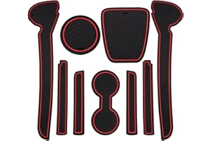 Effitnee 9pcs Car Center Console Liner Accessories, Door slot coaster, Door slot storage pad, Coaster rubber pad Anti-skid and Dust-proof for Polo 2011-2016, Red