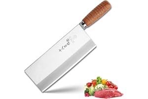 SHI BA ZI ZUO Coltello da cuoco cinese da 8 pollici, coltello da cucina leggero in acciaio inox, lama antiaderente, manico in legno antiscivolo, coltello per affettare,F208-2