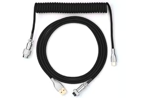 EPOMAKER MIX kabel USB typu C, 1,8 m, typ C na USB A, TPU, mechaniczny kabel spiralny do klawiatury ze zdejmowanym złączem Aviator do klawiatury gamingowej (czarny)