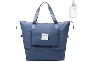 Flintronic podróżna torba sportowa, składana torba na siłownię, torba na weekendowy wyjazd z nocowaniem, dla kobiet, lekka torba szpitalna z separacją na część mokrą i suchą, duża torba podróżna, do uprawiania sportu i podróży, #4 Niebieski