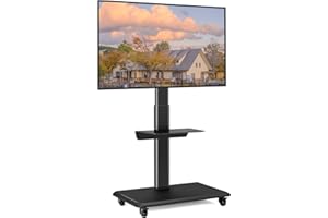 RFIVER Stojak pod telewizor, na kółkach, do telewizorów o przekątnej ekranu 26-65", z regulacją wysokości, obrotowy, czarny, maks. 35 kg, Vesa, 400 x 400 mm