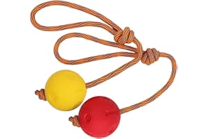 Weeyuu Rope Dog Toy, 2 Pack Ball on a Rope Dog Toys Durable Elastic Solid Rubber Balls for Fetch, Catch, Throw and Tug of War (5 cm, Red + Yellow)