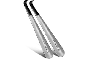 ZOMAKE Łyżka Do Butów Metalowa Długa 2Szt,Długa Łyżka Do Buty Ze Stali Nierdzewnej 42cm - Srebrna Łyżka Do Stóp Długa Stajnia Z Gumowym Pokrowcem Dla Seniorów (42cm 2Szt)