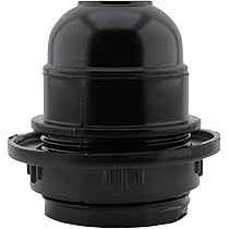 Black E27 ES Edison Screw Batten Lamp Holder - Wall Mount Light Bulb Socket