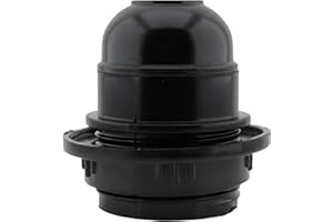 Art Deco Emporium Single E27 Lampholder in Black Bakelite with Shade Ring and 10mm Threaded Entry for Table Light Fittings, Black Ceiling Light Fitting or Pendant Light Fitting