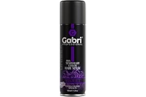 G GABRI Gabri Temporary Hair Colour Spray, Coloured Hair Dye Spray, Shimmer Effect, Quick-Dry, Easy Wash-Out, For Kids & Adults, Halloween, Theme Parties & Fancy Dress Costumes,150ml (Violet)
