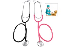 iPobie 2 pezzi Stetoscopio Giocattolo,Stetoscopio per Bambini Stetoscopio Funzionante per cosplay,Rosa e Nero