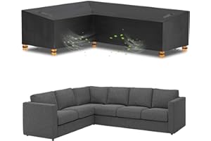 AUPERTO L-Form Gartensofa Abdeckung, Lounge Abdeckung Sofa Abdeckung 420D Oxford Gewebe Winddicht UV Beständiges Schutzhülle für Eck-Lounge Sofa, L-Form Gartensofa Abdeckung Ecksofa(210x270x90/65cm)