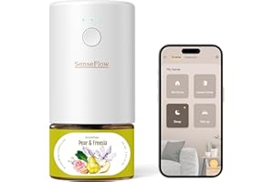 SenseFlow Diffusore di Oli Essenziali Wi-Fi SF101S - Ultrasuoni Senza Acqua Profumatore per Ambienti, 100% Vegetale, Aroma 120 Giorni, LED, Ideale per Casa, Hotel e Studio - Pera e Fresia