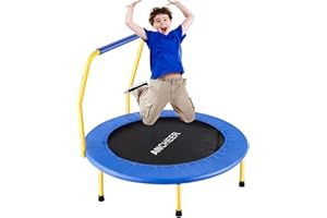 ANCHEER Mini Trampoline pour Enfants Trampoline extérieur et intérieur avec Accoudoir Trampoline Pliable Trampoline de Fitness Charge maximale: 150lbs (Rouge)