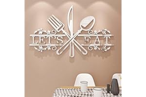 HEJIAGONGSI Adesivi Murali Cucina - DIY Adesivi Cucina Decorativi Ristorante Adesivi per Cucina Decorazioni Cucina per Soggiorno Adesivi da Parete Camera da Letto Scritte Adesive Per Pareti (Argentato, 70*100cm)