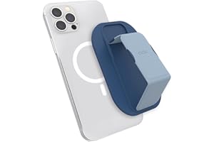 CLCKR Soporte para Teléfono Móvil Compatible con MagSafe iPhone 15, 14 Series, Soporte Magnético Extraíble para Teléfono con Correa para el Dedo, Imán de Fuerza de 3500 G, Azul