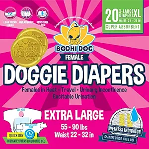 Disposable Dog Female Diapers | 20 Adjustable Pet Wraps with Moisture Control & Wetness Indicator | 20 Count Extra-Large Size