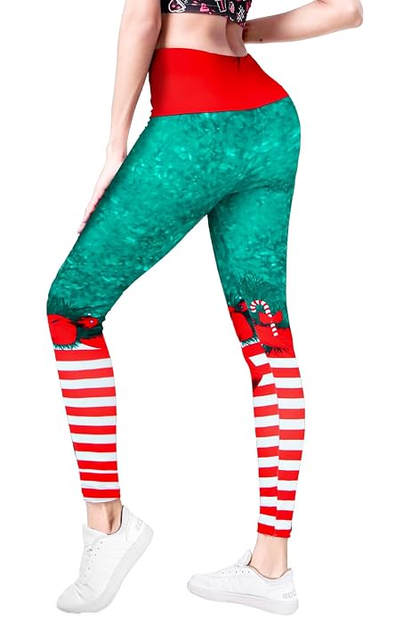 Legging Femme Noël Laid - Taille Haute, Imprimé Fun Pour Yoga Et Sport