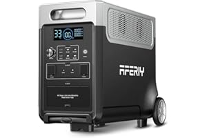 AFERIY 3840Wh Tragbare Powerstation, 3600W Solargenerator LiFePO4 mit USV, 3x230V AC Ausgang 3600W (7200W Peak), Stormerzeuger 2200W Schnelles Stromspeicher Aufladen für Reise, Outdoor Camping