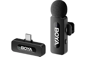 BOYA V10 Series Wireless Lavalier Microphone for iOS & Android Devices – Clip-On Microphone for Youtubers & Video Recording, 328ft Range, 9H Battery, Noise Reduction, Plug & Play.(USB-C)