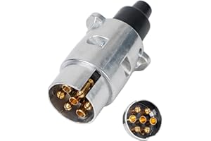 Woola 7 Pin Trailer Metal Plug,12V 7 Pin Trailer Plug Connector,Auto to Trailer Lamp Connector for Truck Trailer Caravan RV