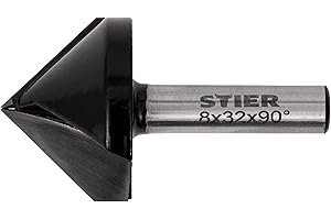 Fraise à Placoplatre STIER, angles de 90°, D32 mm, diamètre de queue 8 mm, pour défonceuses, diamètre de 32 mm, fraise à rainurer, fraise à graver