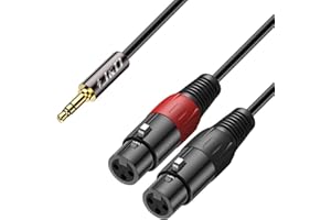 J&D Dual XLR Buchse auf 3,5 mm Y Splitter Kabel, 2x XLR Weiblich zu 3,5mm TRS Männlich Unbalanced Stereo Audio Patch Adapterkabel für DSLR Kamera Smartphone Laptop Mic, 0,9 Meter