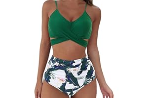 COZYAN Femme Maillot De Bain Deux pièces Tankini Maillots de Bain Taille Haute Licou Vintage Bikini Ensemble Dames Maillots de Bain