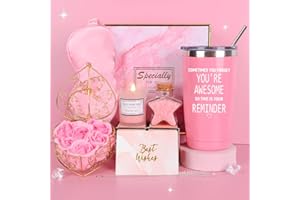 TOLOYE Oryginalny prezent dla kobiet, różowe kubki, sole do kąpieli, kwiaty mydła, pomysł na prezent na urodziny, Boże Narodzenie, Dzień Matki, Walentynki